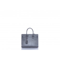 SAINT LAURENT SAC DE JOUR BABY CUIR EFFET CROCO FINITIONS ARGENT