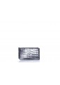 SAINT LAURENT ZIPPED FRAGMENTS CREDIT CARD CASE CUIR EFFET CROCO FINITIONS ARGENT