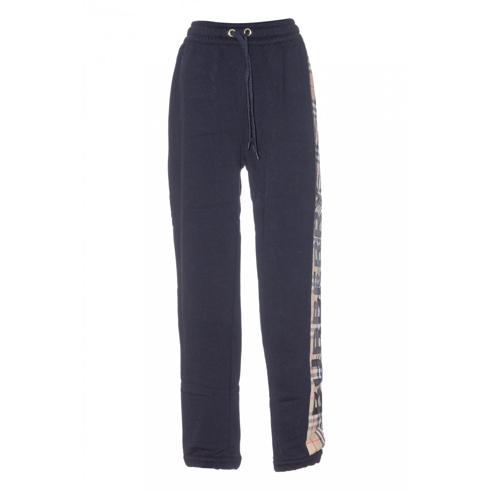 Burberry Vintage Check Panel Cotton Jogging Pants