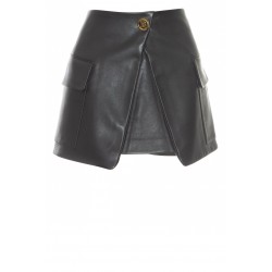 BALMAIN SHORT LEATHER WRAP SKIRT