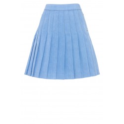 BALMAIN SORT PLEATED DENIM SKIRT