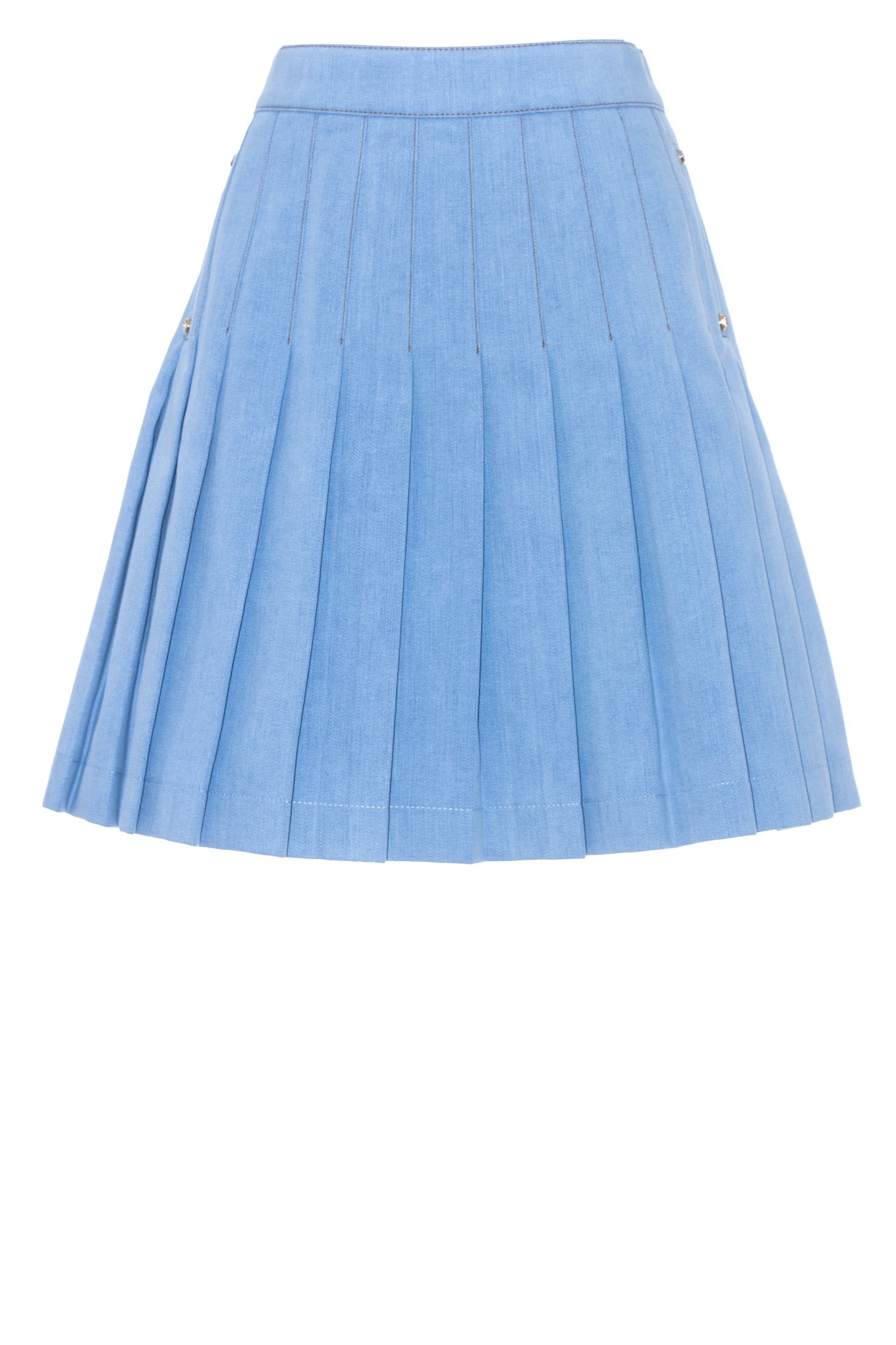 BALMAIN SORT PLEATED DENIM SKIRT