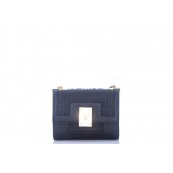 BALMAIN SMALL-SIZED EMBOSSED BLACK LEATHER 1945 BAG