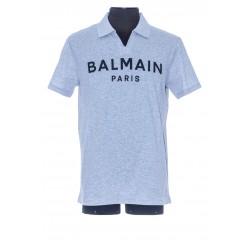 BALMAIN PRINTED POLO COLLAR T-SHIRT