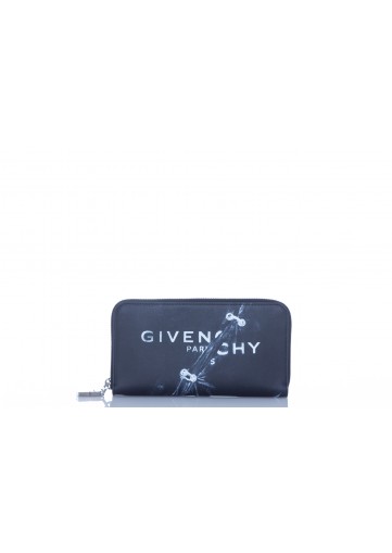 GIVENCHY ZIPPED WALLET L RING LOGO PRINT LEATHER - SLG