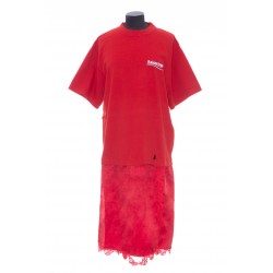BALENCIAGA WOMEN'S POLITICAL CAMPAIGN SLIP DRESS T-SHIRT IN RED 