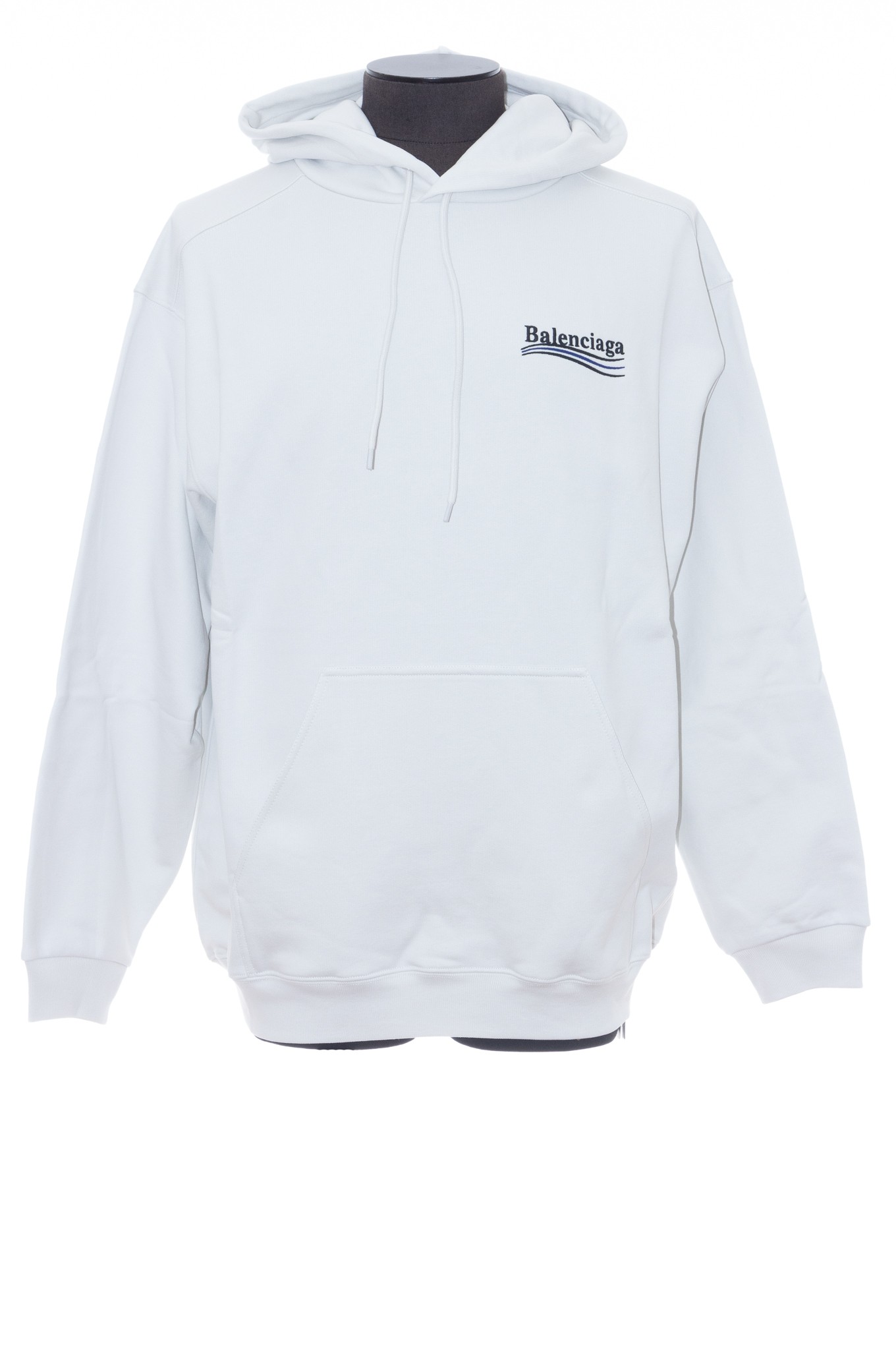 BALENCIAGA HOODIE FIT MEDIUM POLITICAL CAMPAIGN POUR HOMME EN BLANC