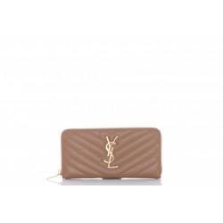 SAINT LAURENT MONOGRAM PORTEFEUILLE ZIPPÉ EN CUIR EMBOSSÉ GRAIN DE POUDRE