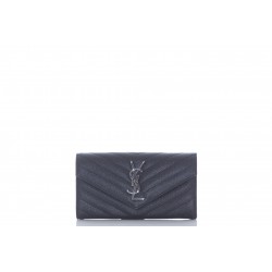 SAINT LAURENT MONOGRAM PORTEFEUILLE ZIPPÉ EN CUIR EMBOSSÉ GRAIN DE POUDRE