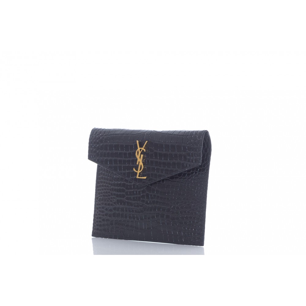 SAINT LAURENT UPTOWN BABY POUCH IN SHINY CROCODILE-EMBOSSED LEATHER