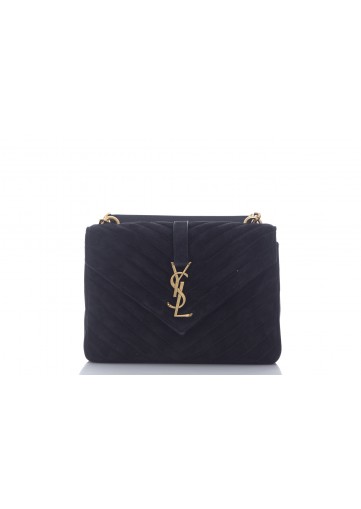 SAINT LAURENT COLLEGE MEDIUM COLLEGE CHAIN BAG SUEDE SOFTY MATELASSE  (LIGHT BRONZE)