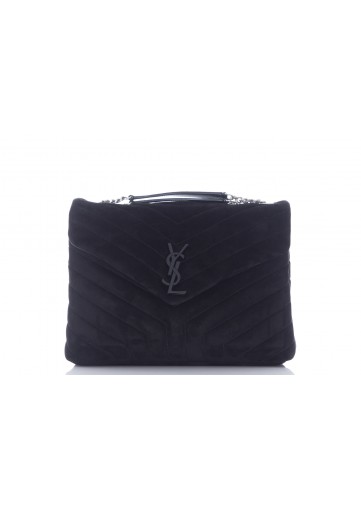 SAINT LAURENT LOULOU MEDIUM CHAIN BAG LOULOU COVERED LOGO SUEDE SOFTY MATELASSE Y