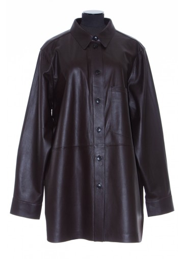 YVES SALOMON LONG LEATHER SHIRT