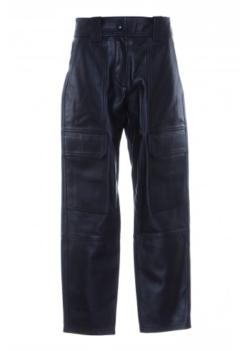 YVES SALOMON LEATHER CARGO TROUSERS