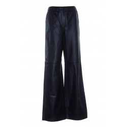 YVES SALOMON WIDE LEG LEATHER TROUSERS