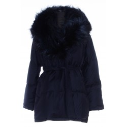 YVES SALOMON BELTED FLANNEL DOWN JACKET