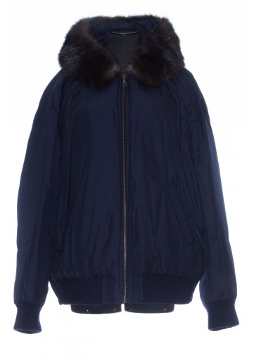YVES SALOMON PARKA IN SILK FABRIC WITH ZIBELINE HOOD