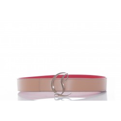 CHRISTIAN LOUBOUTIN W CL LOGO BELT 35 CALF PARIS/METAL