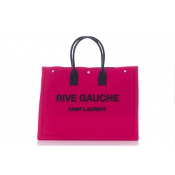 SAINT LAURENT RIVE GAUCHE TOTE BAG RIVE GAUCHE FEUTRE + BRODERIE RIVE GAUCHE + CUIR LEGER  (NICKEL OXYDE)