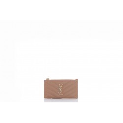 SAINT LAURENT MONOGRAMME SAINT  LAURENT MATELASSE ZIPPED FRAGMENTS CREDIT CARD CASE WITH GUSSET