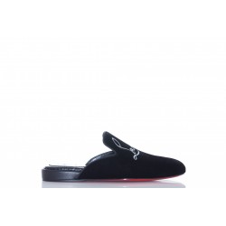 Christian Louboutin Velvet Navy Coolito Slippers