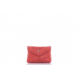 SAINT LAURENT PUFFER SMALL POUCH IN QUILTED LAMÉ LEATHER