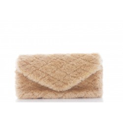 SAINT LAURENT SADE LARGE CLUTCH SADE SHEARLING MERINOS + AGNEAU PLUME LIGHT BRONZE