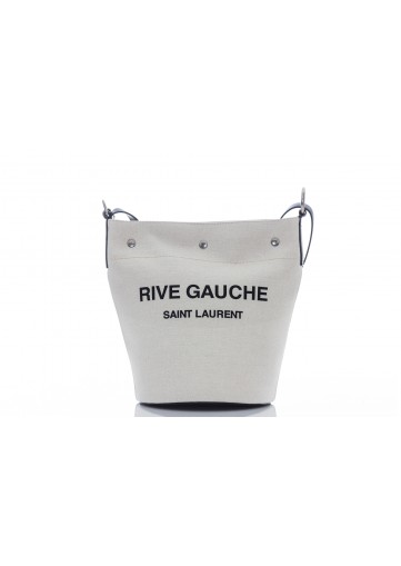 SAINT LAURENT RIVE GAUCHE SEAU RIVE GAUCHE TOILE DE LIN BLANCHIE  IMPRIMEE RIVE GAUCHE