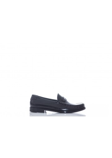 SAINT LAURENT LE LOAFER MONOGRAM PENNY SLIPPERS IN SMOOTH LEATHER