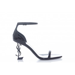 SAINT LAURENT OPYUM SANDALS IN SMOOTH LEATHER WITH BLACK-TONED HEEL