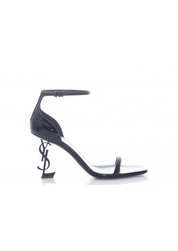 SAINT LAURENT OPYUM SANDALS IN SMOOTH LEATHER WITH BLACK-TONED HEEL