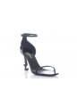 SAINT LAURENT OPYUM SANDALS IN SMOOTH LEATHER WITH BLACK-TONED HEEL