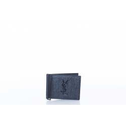 SAINT LAURENT MONOGRAM BILL CLIP WALLET IN CROCODILE EMBOSSED LEATHER