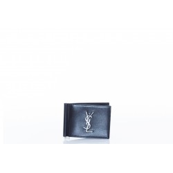 SAINT LAURENT MONOGRAM BILL CLIP WALLET IN GRAIN DE POUDRE EMBOSSED LEATHER