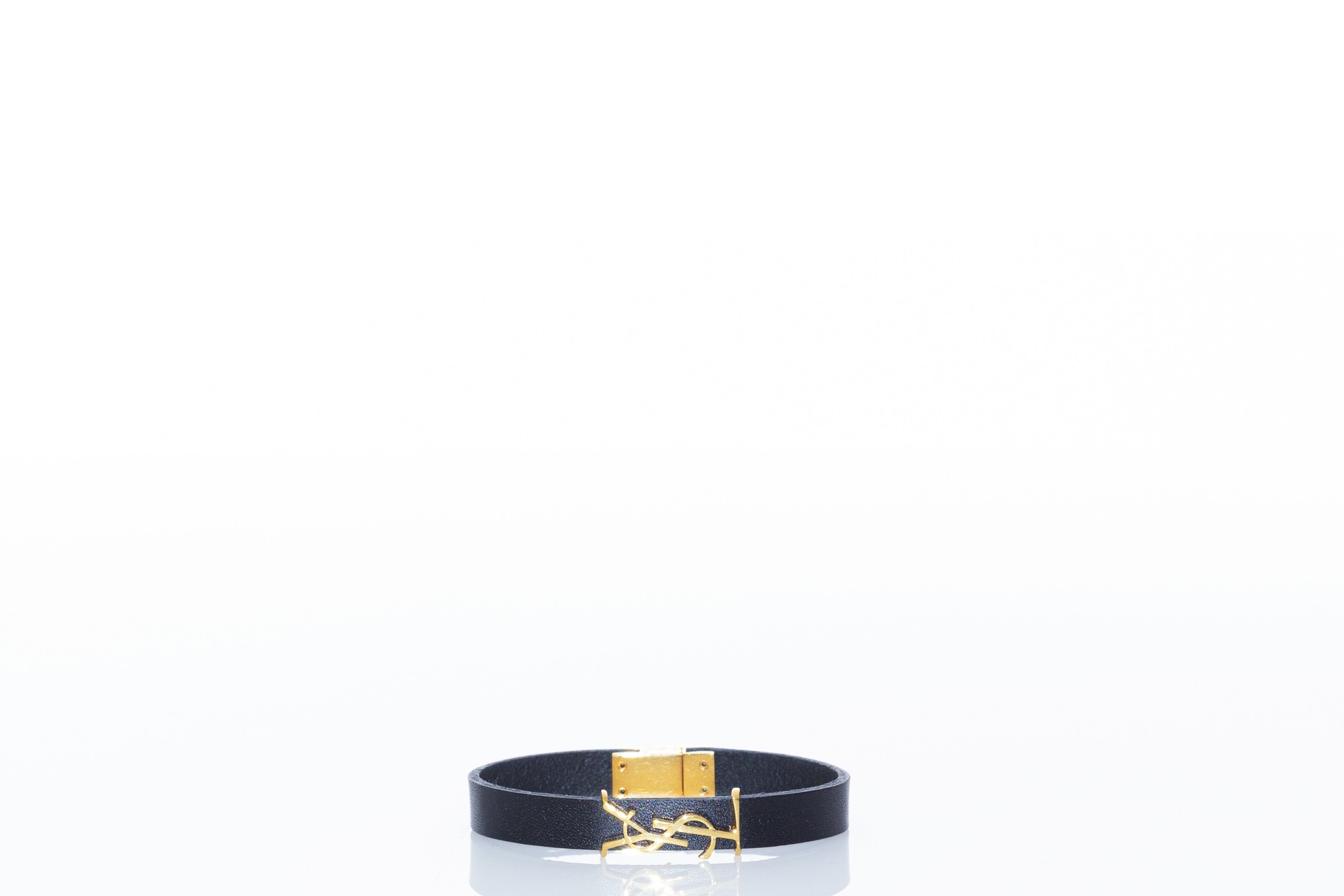 SAINT LAURENT OPYUM BRACELET IN LEATHER AND METAL