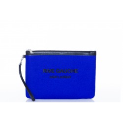 SAINT LAURENT RIVE GAUCHE ZIPPERED POUCH IN FELT AND SMOOTH LEATHER
