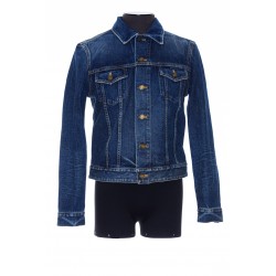 SAINT LAURENT FITTED JACKET IN MEDIUM ICE BLUE DENIM 