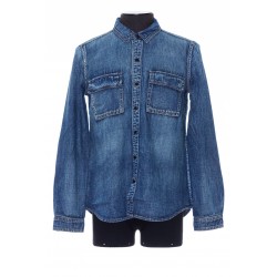 SAINT LAURENT CHEMISE WESTERN EN DENIM DIRTY MEDIUM VINTAGE BLUE