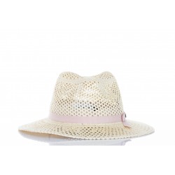 MAISON MICHEL RICO STRAW FEDORA HAT WITH WINNOWING EFFECT