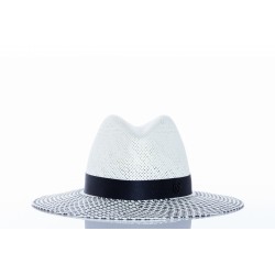 MAISON MICHEL ZANGO BICOLOUR FEDORA HAT IN STRAW