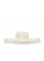 MAISON MICHEL CLAUDINE RIBBON ON FRINGED STRAW