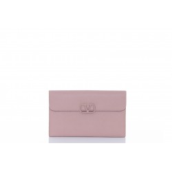 VALENTINO  VLOGO SIGNATURE GRAINY CALFSKIN CARDHOLDER WTH ZIPPER