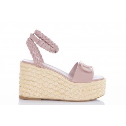 VALENTINO GARAVANI VLOGO SIGNATURE CALFSKIN WEDGE SANDAL 90 MM
