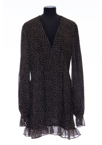 SAINT LAURENT ROBE ETAMINE BABY LEOPARD