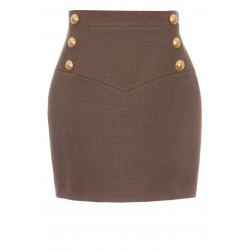 BALMAIN 6 BTN SHORT COTTON-PIQUE SKIRT