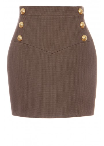 BALMAIN 6 BTN SHORT COTTON-PIQUE SKIRT