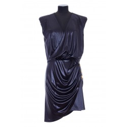 BALMAIN SHORT SLEEVELESS JERSEY DRAPED DRESS