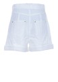 BALMAIN HW BELTED MONOGRAM DENIM SHORTS