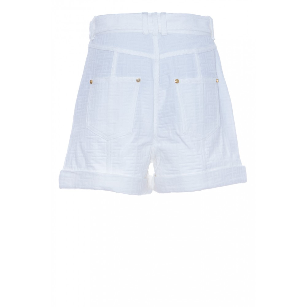 Balmain Men's Monogrammed Denim Shorts