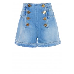 BALMAIN ECO-DESIGNED DENIM HIGH-WAISTED SHORTS